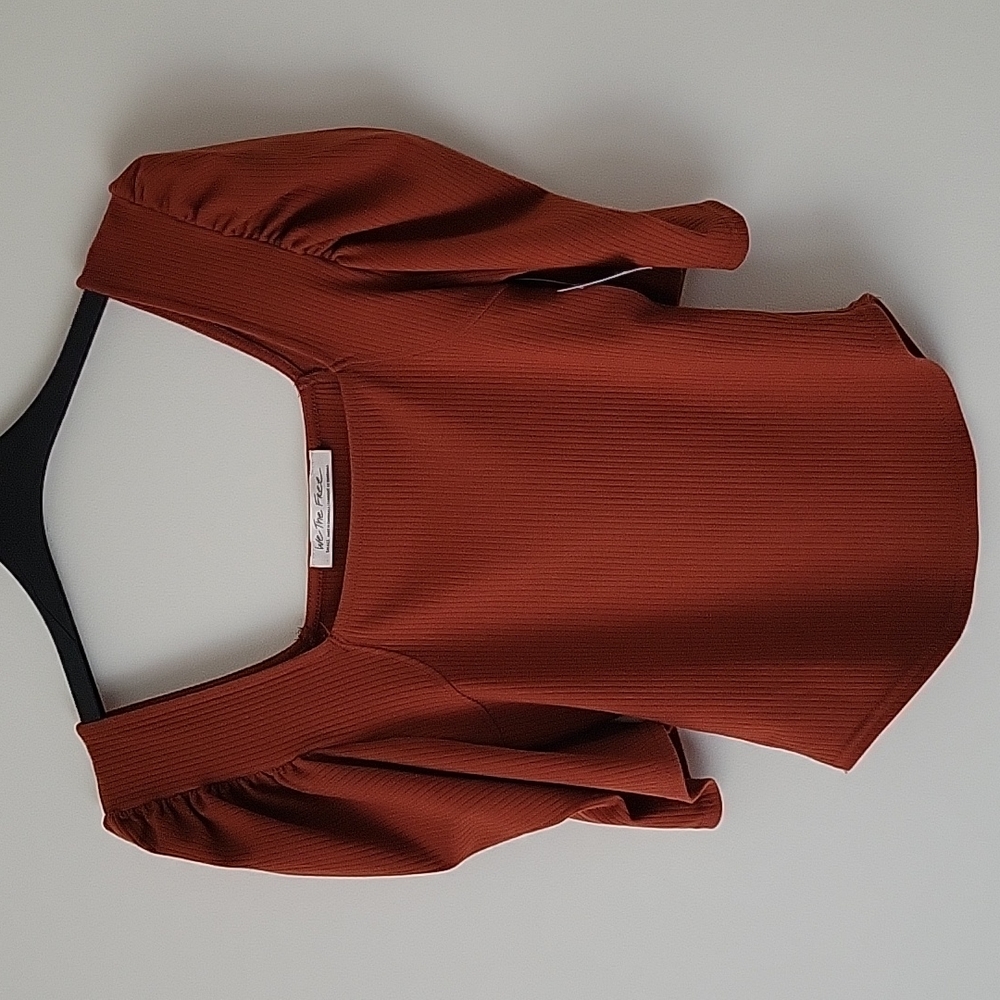 Free People We The Free Women's Night Lily Rib Crop Top in Sienna- Size …